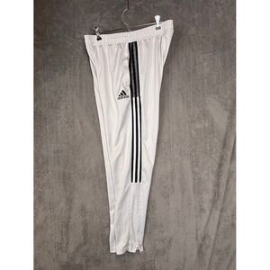 Adidas Mens Primegreen Aeroready Track Pants White Black Stripes Ankle Zip L